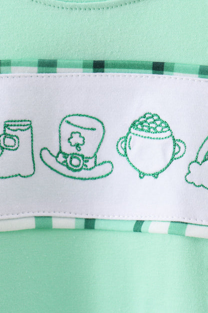 Green parade embroidery top