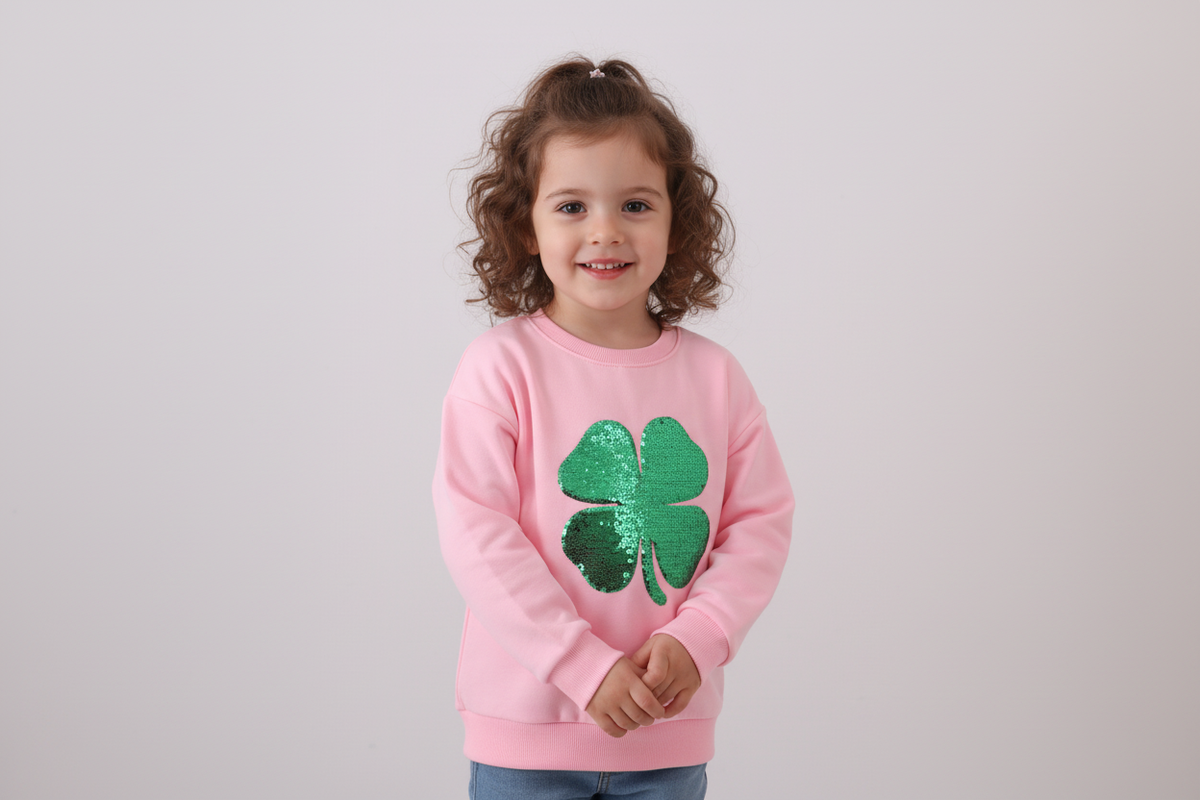 Pink clover glitter mom&me top
