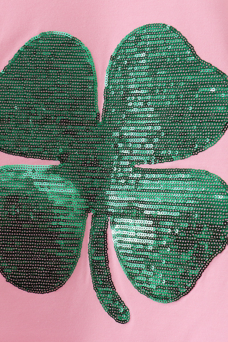Pink clover glitter mom&me top
