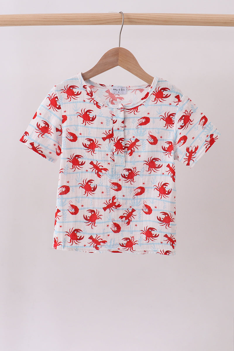Lobster print muslin top