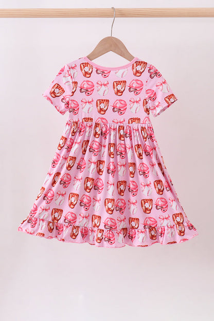 Pink bow baseball bamboo dress