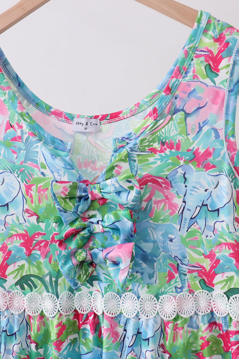 Green tropical garden dress