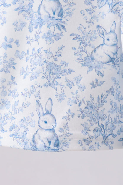 Navy bunny embroidery peter pan collar bloomer set