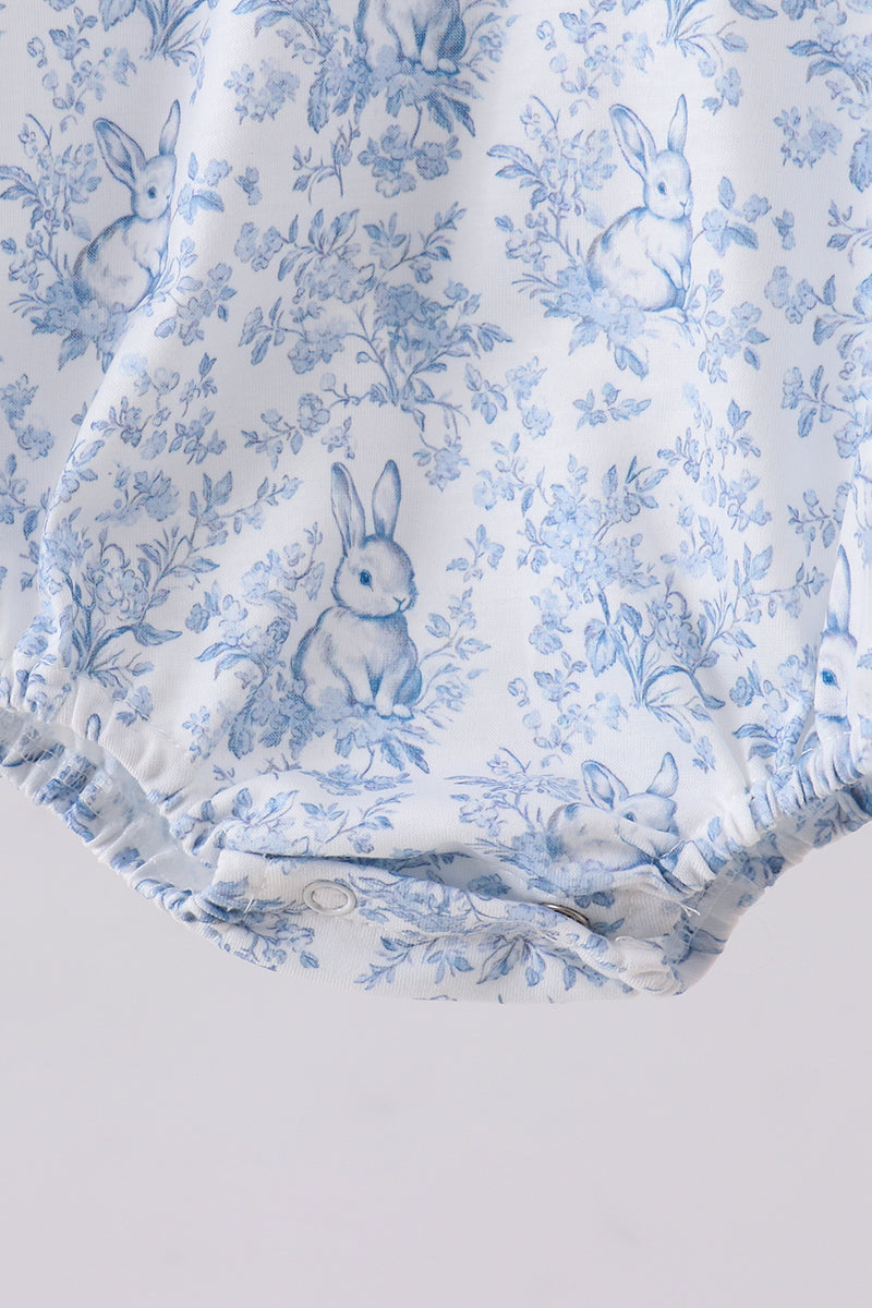 Navy bunny embroidery peter pan collar bubble