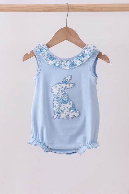 Blue bunny applique ruffle bubble