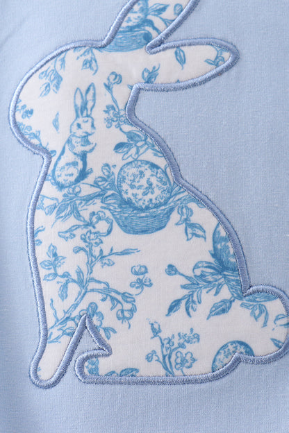 Blue bunny applique ruffle bubble