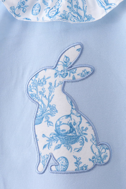 Blue bunny applique ruffle dress