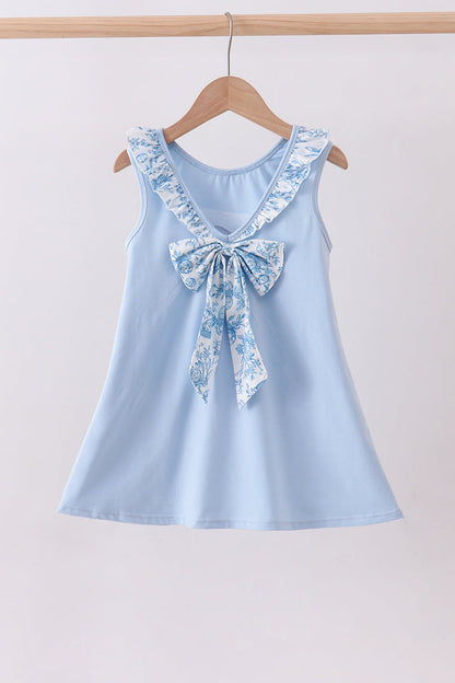 Blue bunny applique ruffle dress