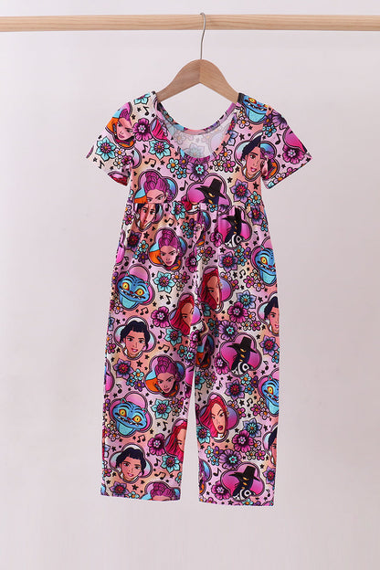 Purple character bamboo jumpsuit