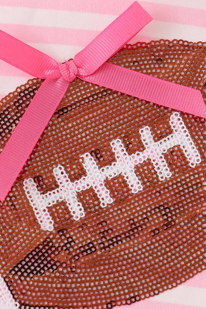 Pink football sequin stripe ruffle bubble