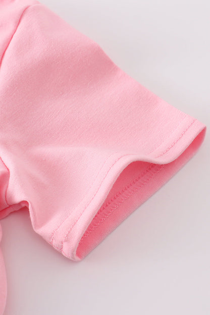 Pink bow sequin mom&me top