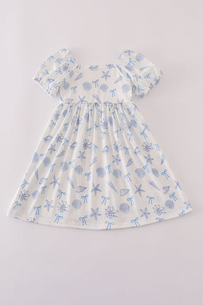 Blue seashell bow mom&me dress
