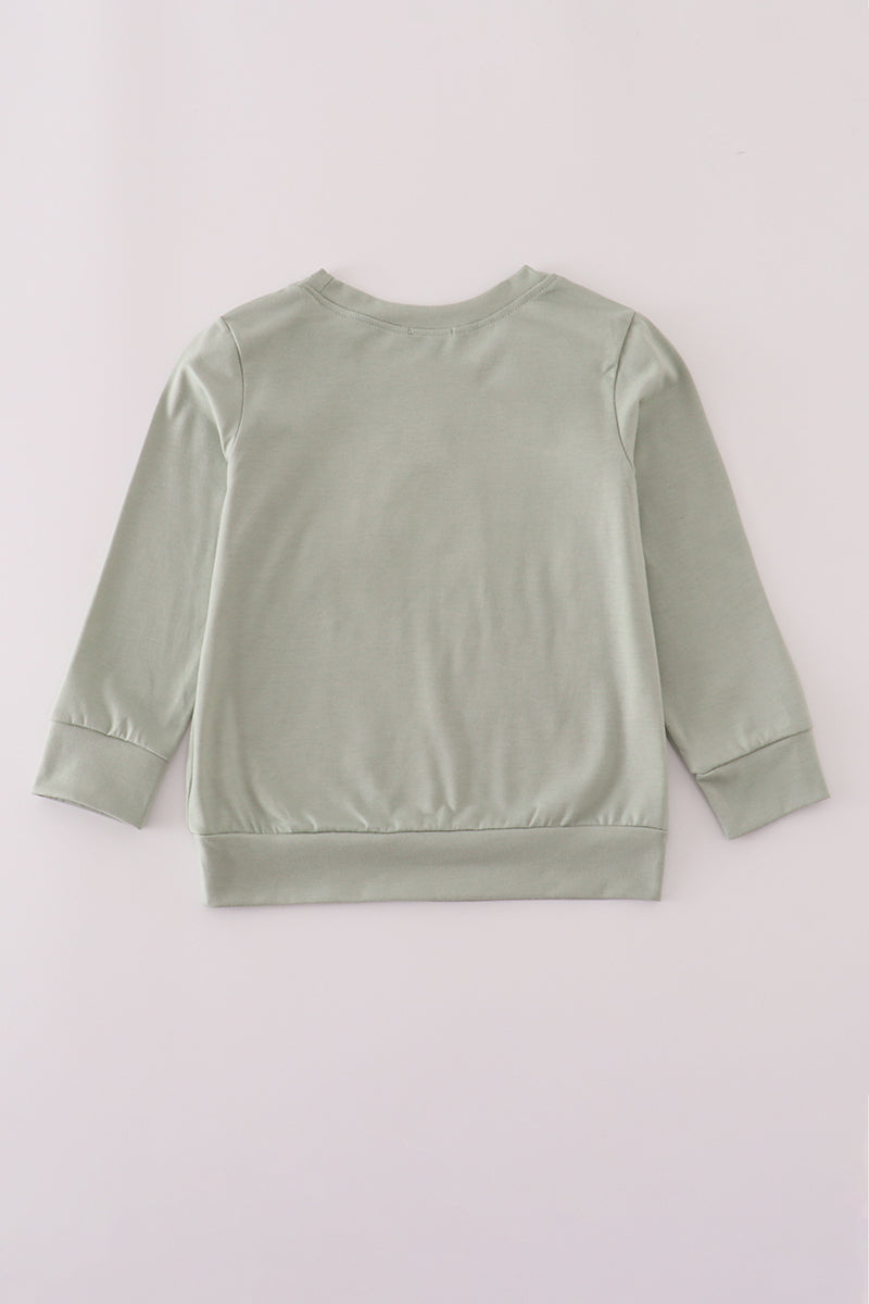 Sage pumpkin turkey applique top
