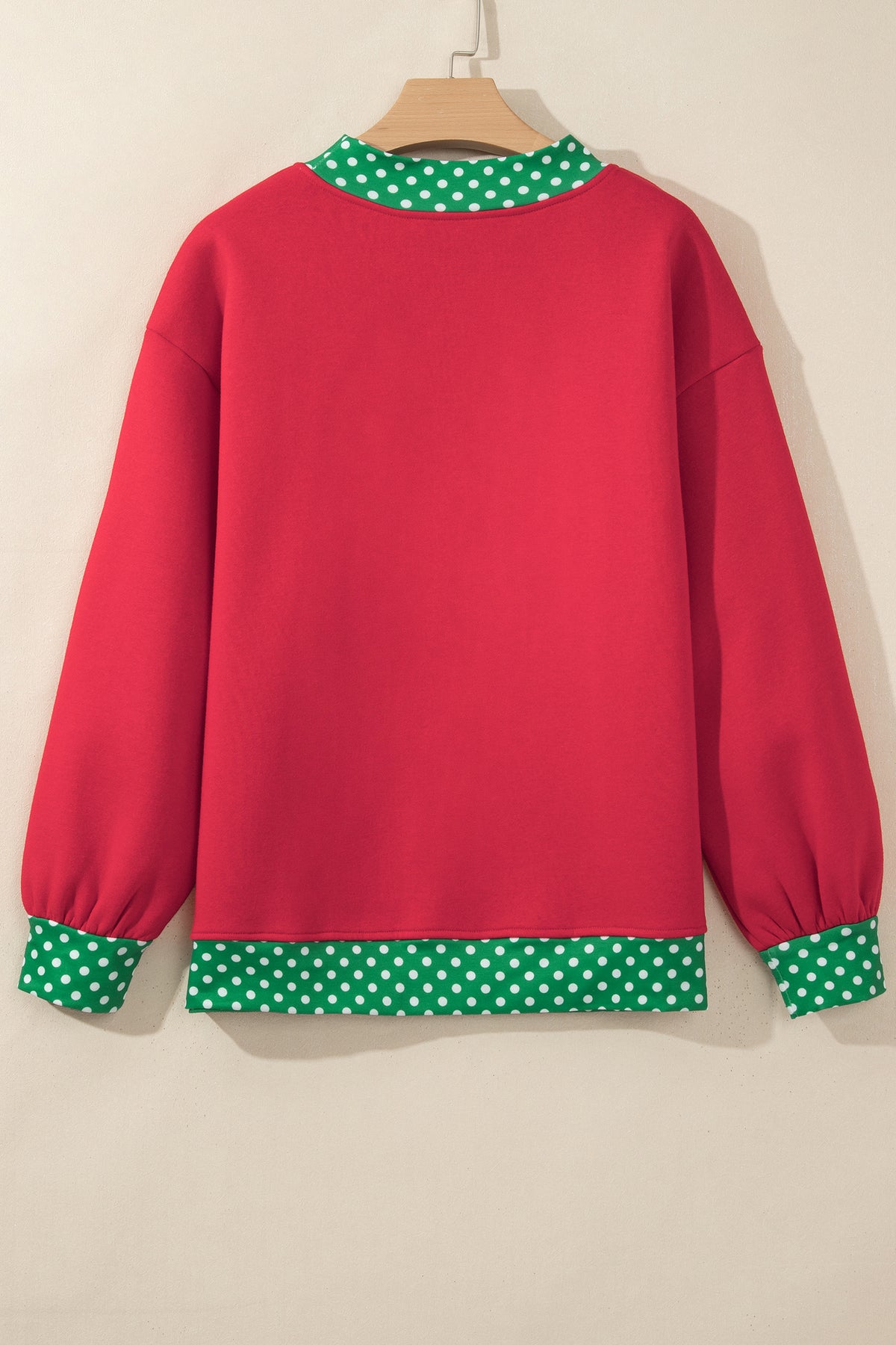 Dirty blue Colorblock Polka Dot Contrast Trim Oversized Sweatshirt