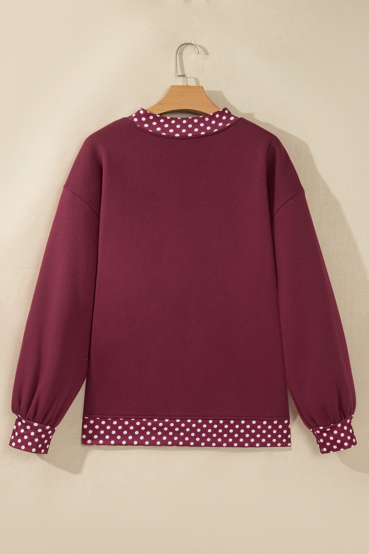 Dirty blue Colorblock Polka Dot Contrast Trim Oversized Sweatshirt