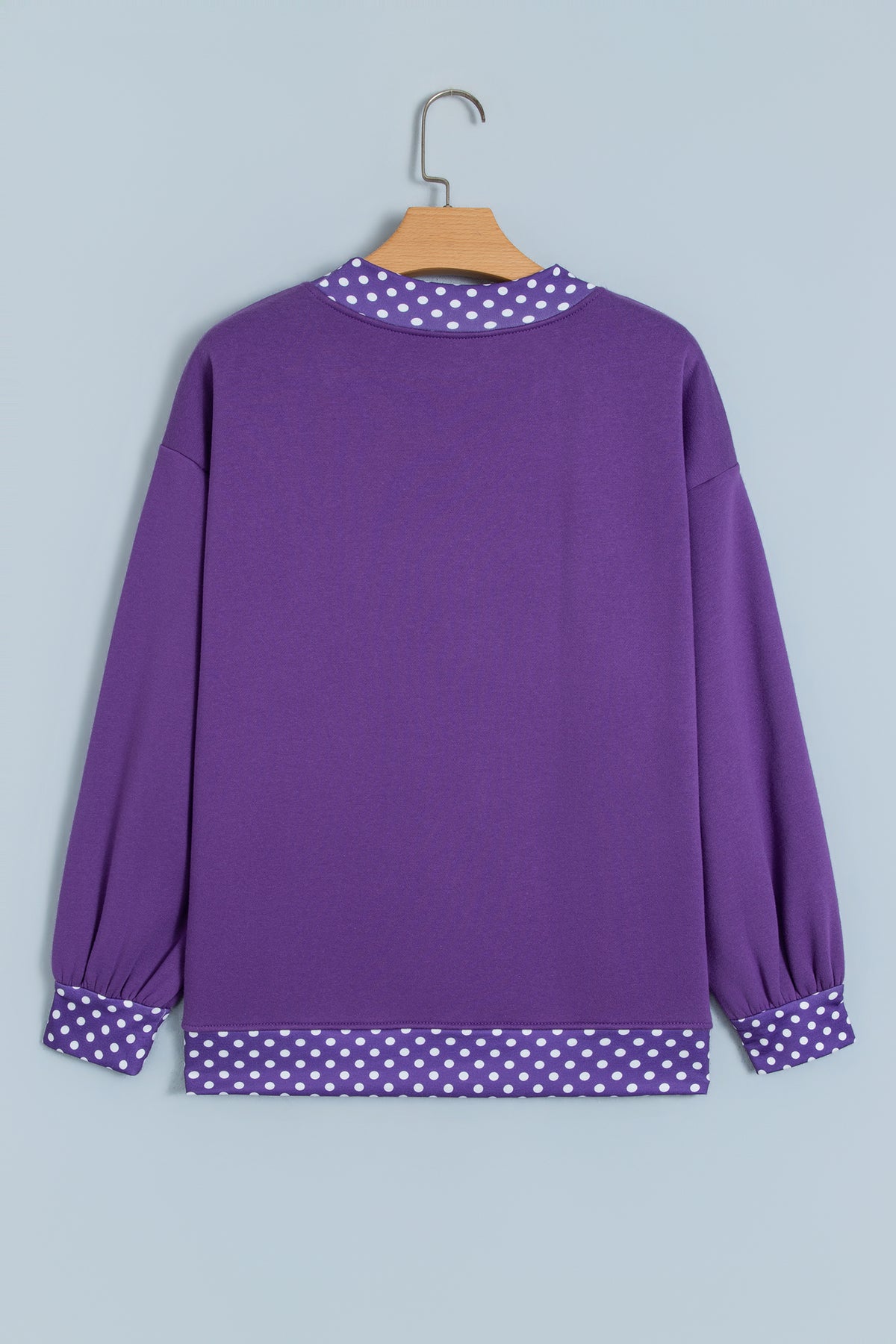 Dirty blue Colorblock Polka Dot Contrast Trim Oversized Sweatshirt