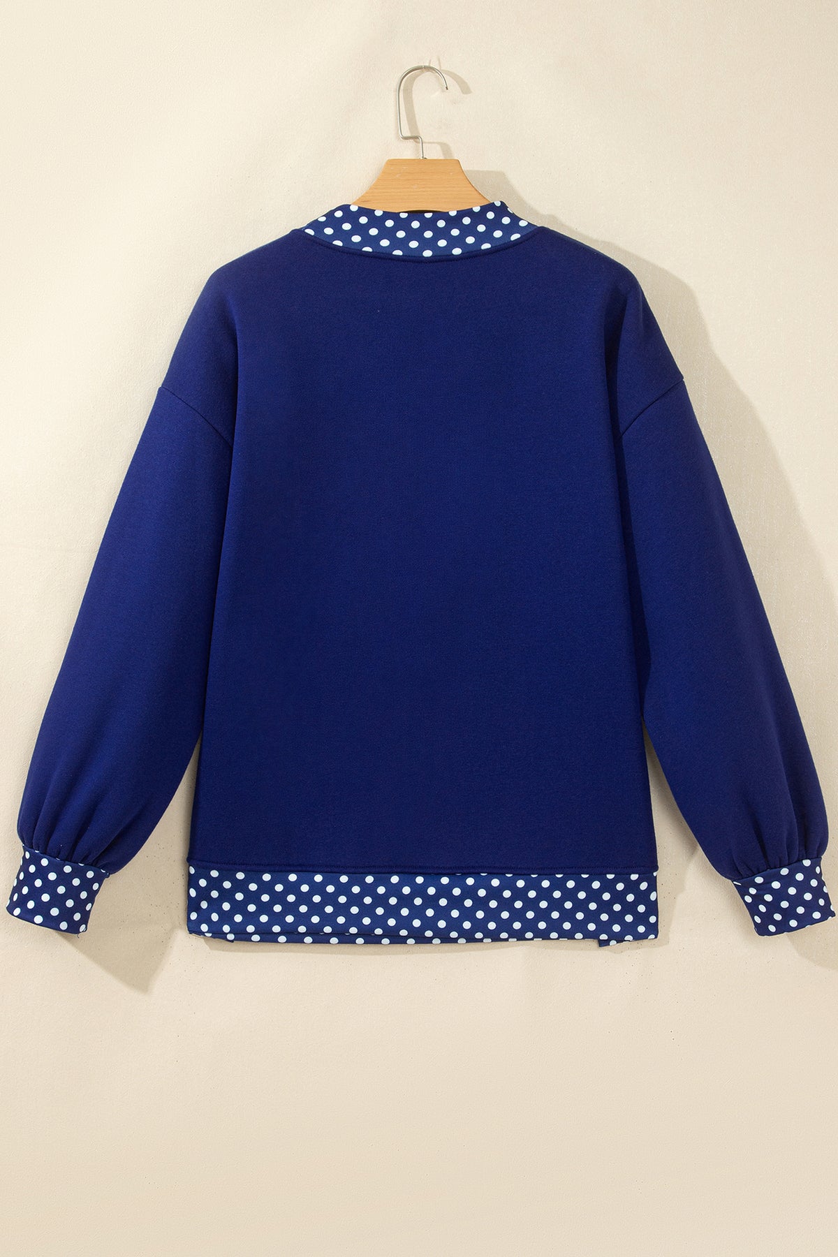 Dirty blue Colorblock Polka Dot Contrast Trim Oversized Sweatshirt
