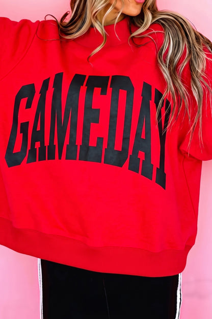 Black Checkered Print High Neck Baggy Sweatshirt