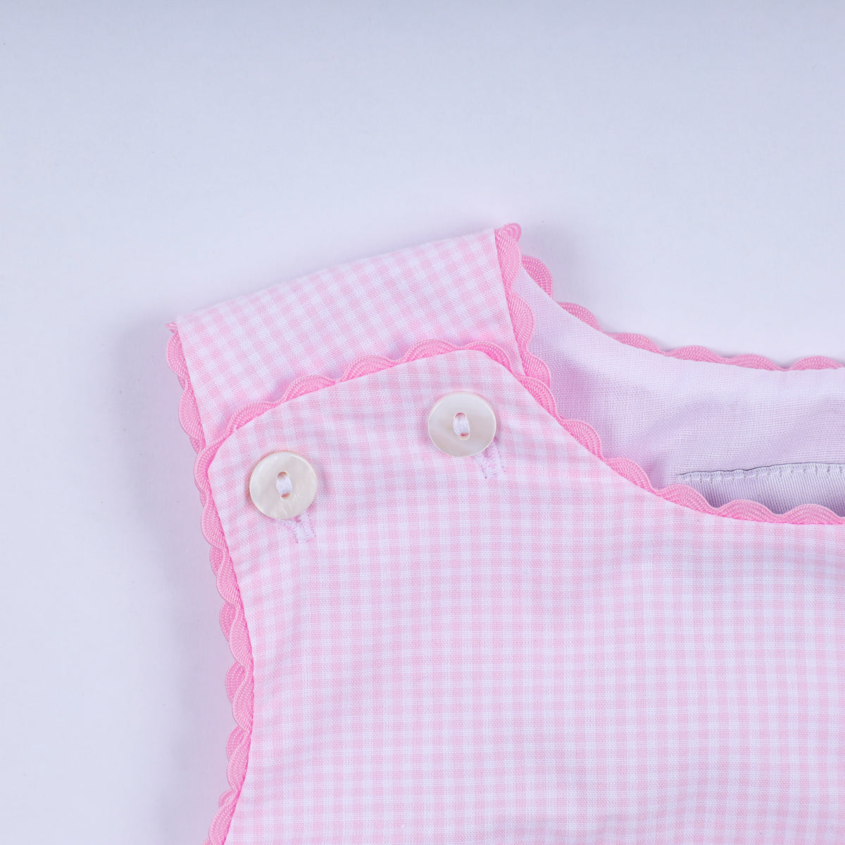 Pink princess hand smocked plaid bubble
