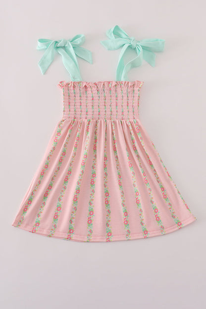 Pink floral smocked mom&me dress