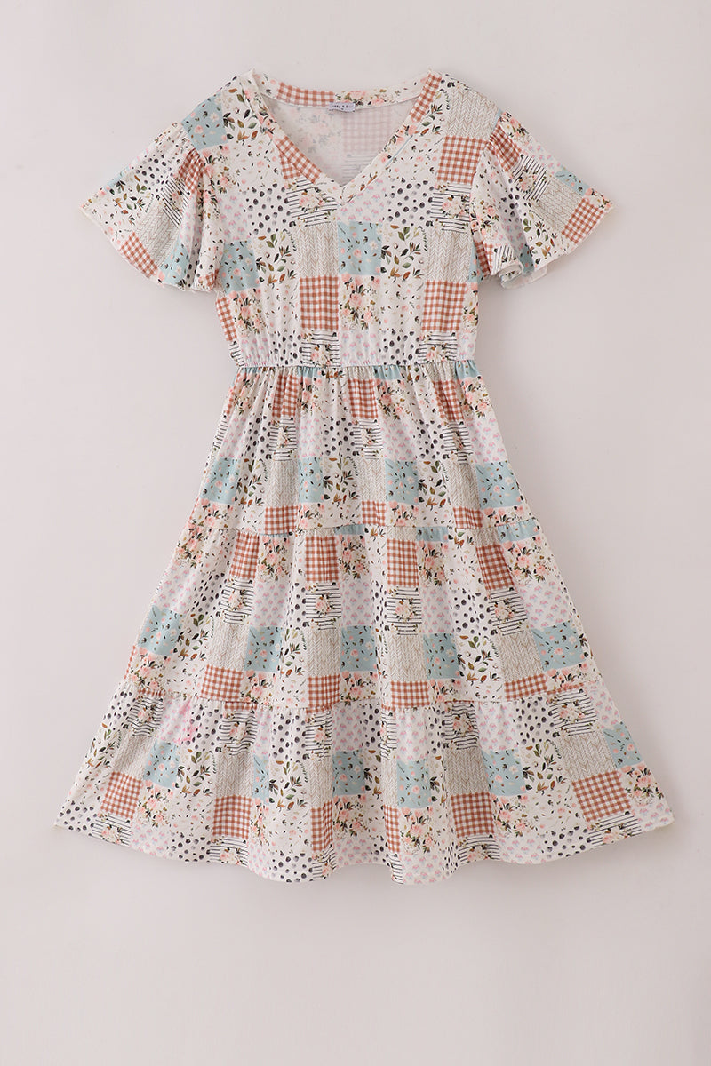 Fall floral print mom dress