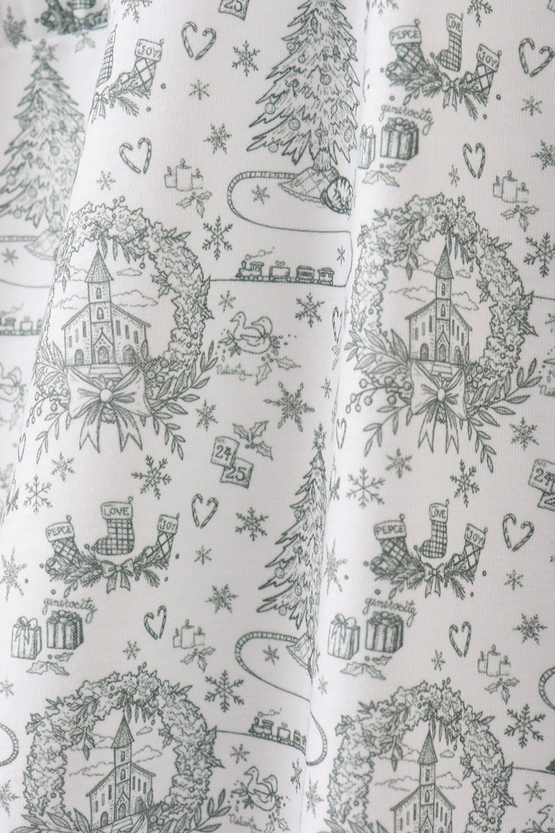 Green christmas tree print mom pajama