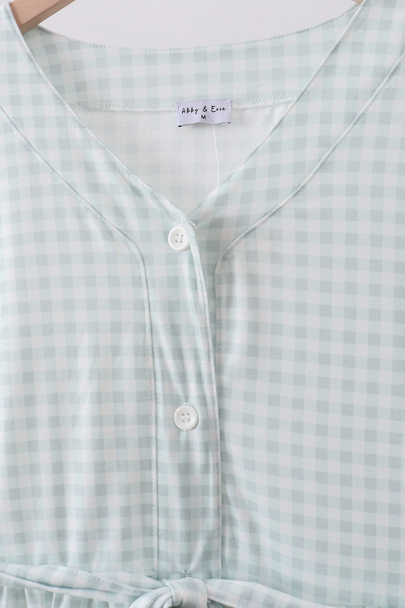 Sage gingham women dress
