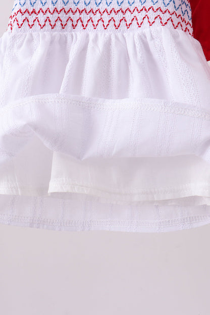 White smocked jacquard bloomer set