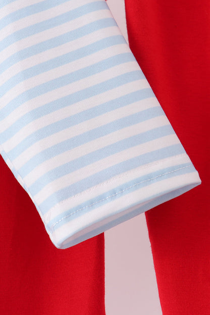 Blue Stripe Nutcracker Embroidery Pants Set