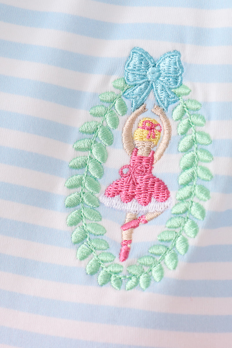 Blue Stripe Nutcracker Embroidery Ruffle Dress