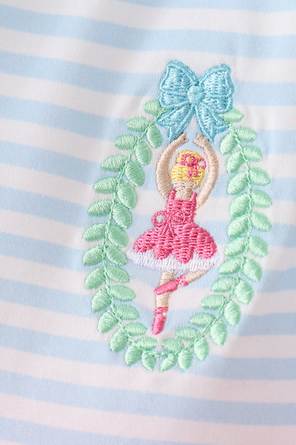 Blue Stripe Nutcracker Embroidery Ruffle Dress