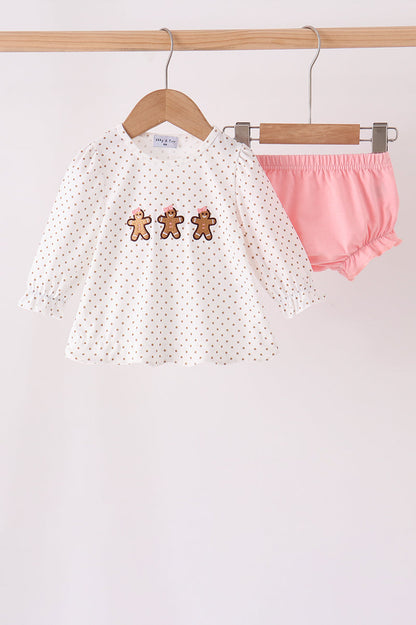 Pink Gingerbread Embroidery Bloomer Set