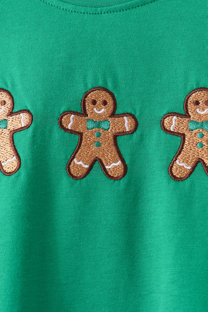 Green Gingerbread Embroidery Gingham Pants Set