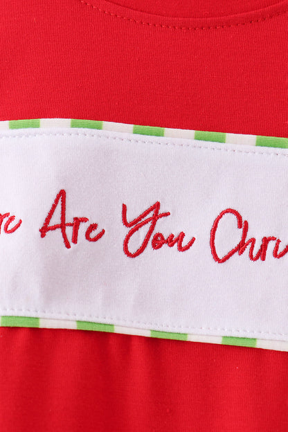 Green Grinch Applique Stripe Pants Set