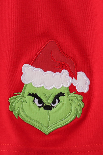 Green Grinch Applique Stripe Pants Set