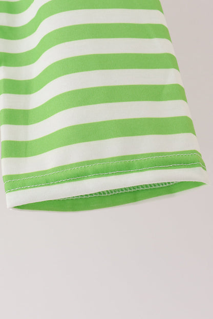 Green Grinch Applique Stripe Pants Set