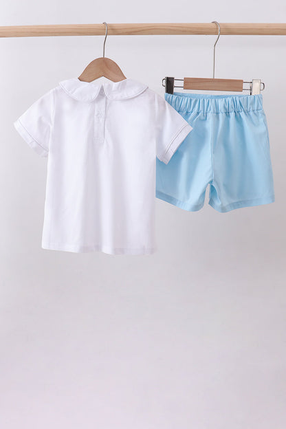 Peter pan collar shorts set
