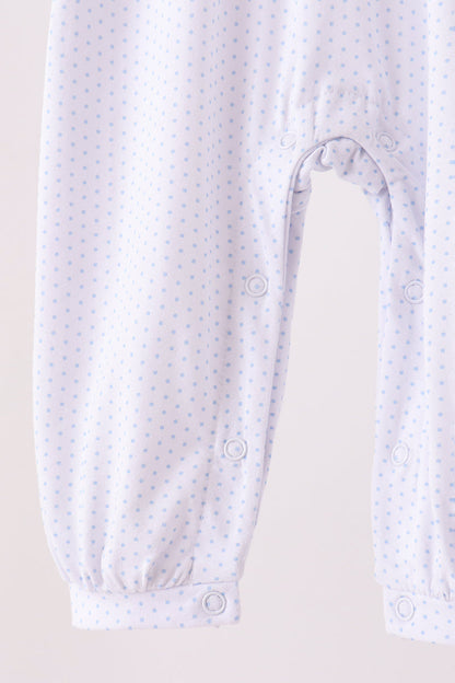 Blue dot turkey embroidery romper