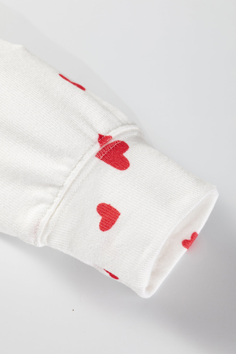 Fiery Red Tiny Hearts Printed Long Sleeve Top Drawstring Lounge Pant Set