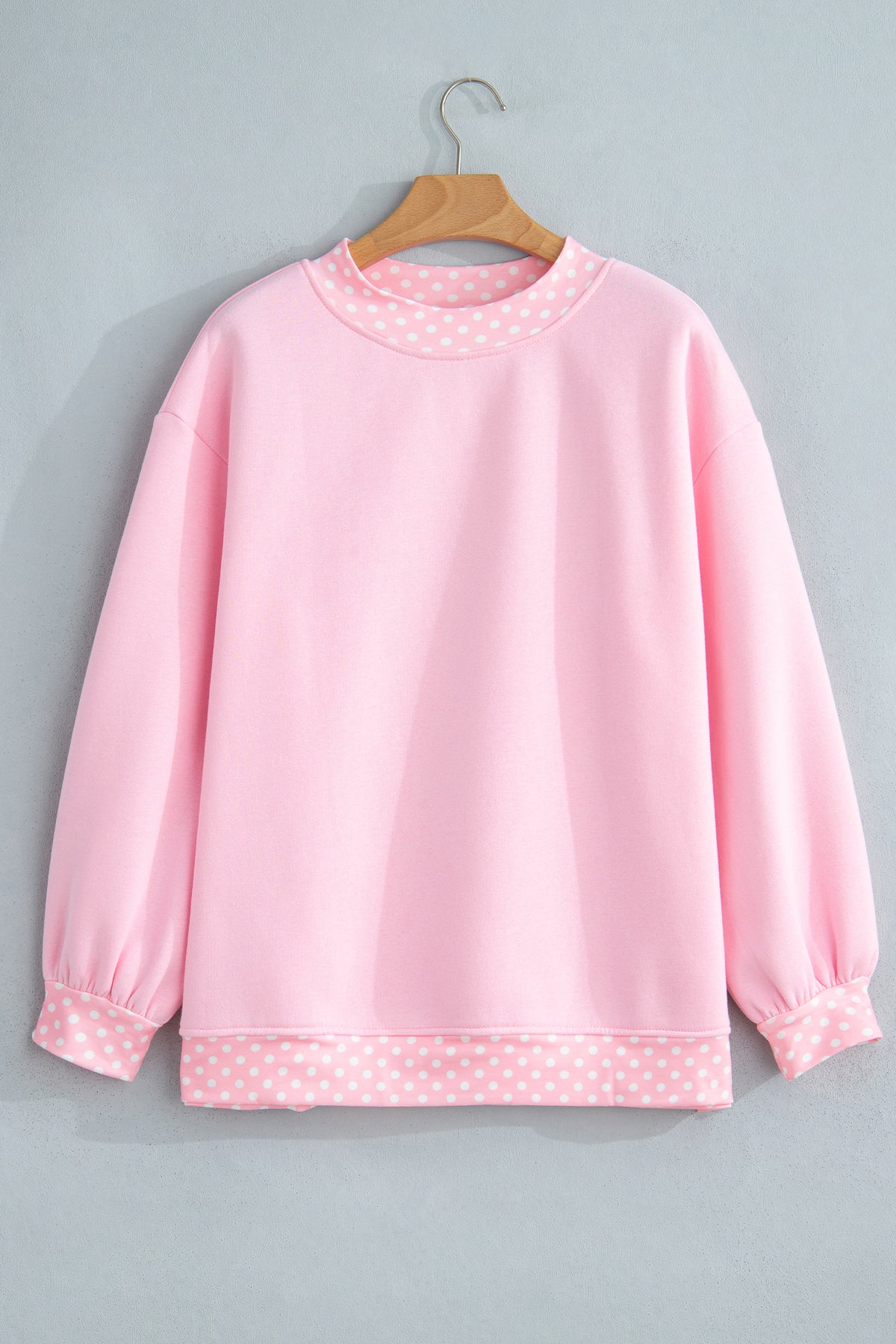 Dirty blue Colorblock Polka Dot Contrast Trim Oversized Sweatshirt